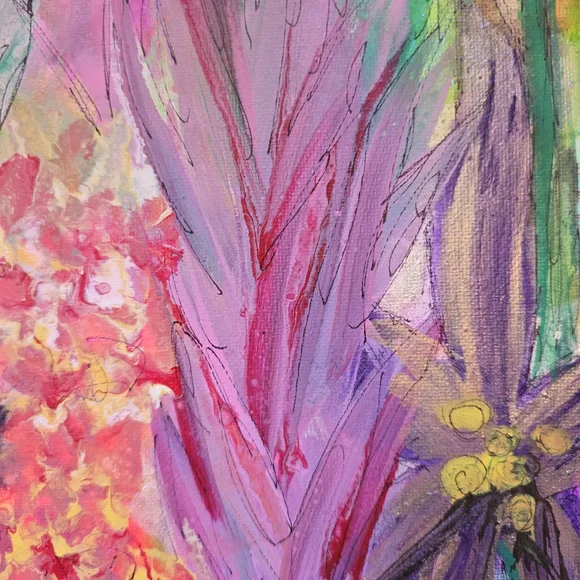 HANDCRAFTED Abstact Floral Painting HANDPAINTED & HANDMADE Contemporary Wall Art - Picture 9 of 16